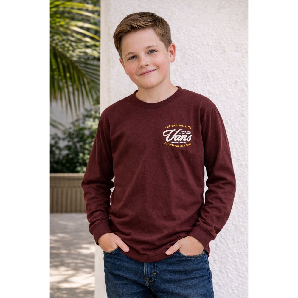 Vans Kids XL 14/16 Long Sleeve Graphic T-Shirt Brown Off The Wall AXPN533